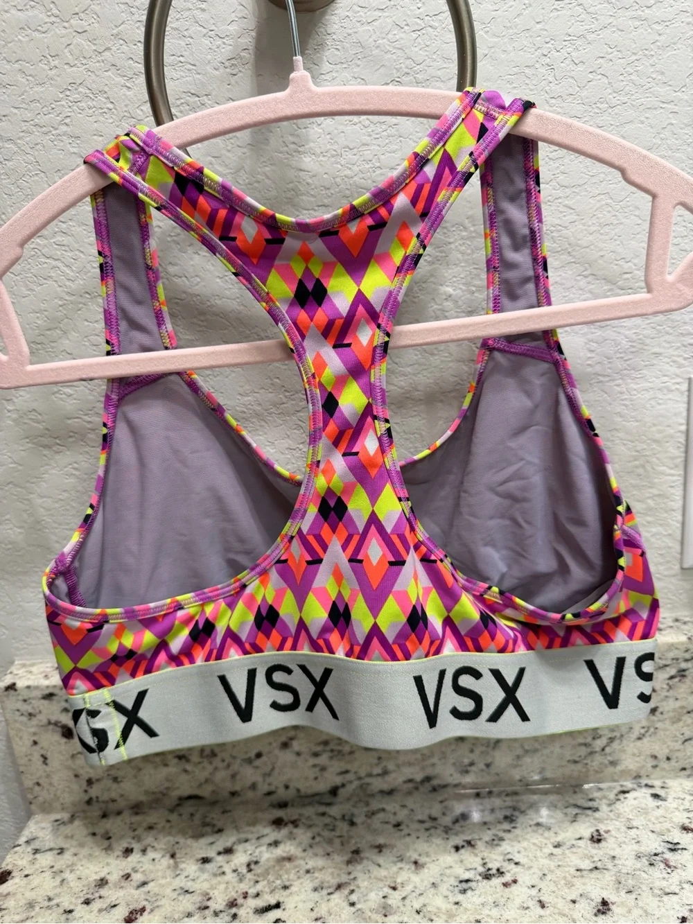 Victoria’s Secret VSX Sport Pink Geometric Racerback Sports Bra XL